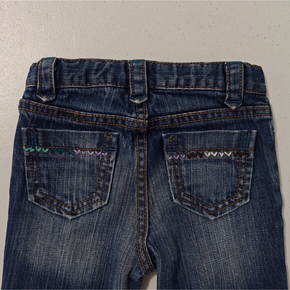 Gap Flare Jeans Y2K  Hearts 2T Girls Kids Embroidered Cross Stitch Blue Denim - Picture 4 of 14